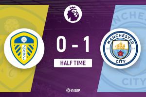 半场-曼城暂1-0利兹联 塞梅尼奥破门勒温错失单刀+破门良机 配图