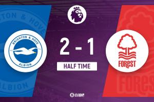 半场-维尔贝克破门戈麦斯建功怀特轰世界波 布莱顿2-1诺丁汉森林 配图