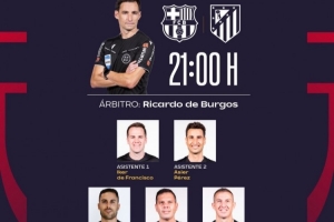 巴萨国王杯半决赛次回合战马竞裁判：里卡多·德·布尔果斯执法 配图