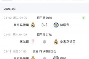 3月首战失利！皇马本月赛程：还将两战曼城，主场踢马竞 配图