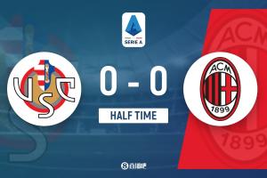 半场-米兰0-0克雷莫内塞 莱奥失单刀德温特+托莫里配合失误险送礼 配图