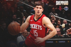 合砍103分！火箭官推发布谢泼德、阿门、KD和申京四人数据海报 配图