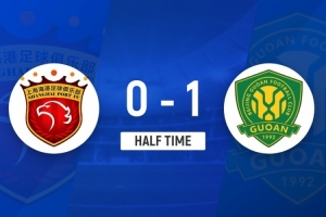 半场-海港0-1国安 达万解围险乌龙+世界波破门 克劳德中柱 配图