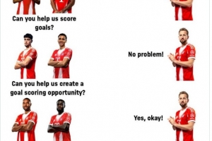 拜仁官推晒图玩梗：进球？创造机会？防守？凯恩能做到一切！ 配图