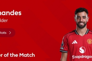 传射建功主导逆转,英超官方:B费当选曼联2-1水晶宫全场最佳 配图