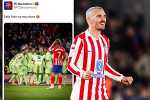 记仇了！1年前巴萨晒图格子成背景，今日格列兹曼以相同文案回应 配图