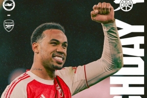 剑指三分!阿森纳发布客战布莱顿海报,加布里埃尔单人出镜 配图