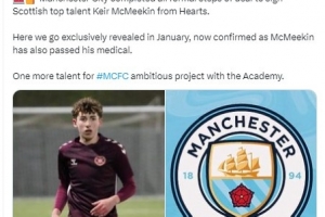 罗马诺：曼城签下16岁中场小将基尔·麦克米金 配图