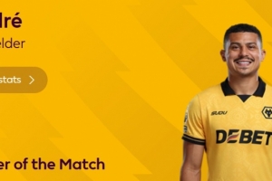 打进绝杀，英超官方：特林达德当选狼队2-1利物浦全场最佳 配图