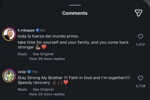 罗德里戈遭遇重伤，姆巴佩、维尼修斯社媒留言鼓励 最新资讯