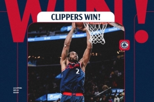 快船发布赢球海报庆祝胜利：伦纳德双手暴扣成为主角 配图