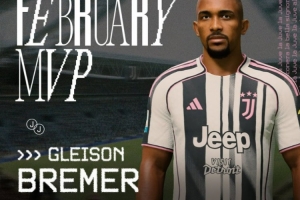 对阵帕尔马梅开二度，尤文官方：布雷默当选队内2月最佳球员 配图