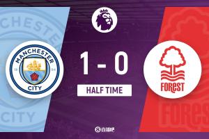 半场-曼城暂1-0森林 塞梅尼奥连场破门谢尔基妙传助攻 配图