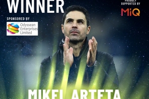 官方：阿尔特塔当选伦敦足球奖年度最佳教练，赖斯当选最佳球员 配图