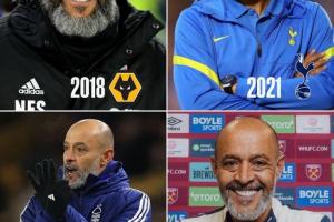 本赛季英超几支保级队都曾有同一个教练——努诺 配图