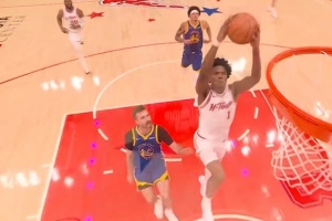 火箭首次领先！阿门底角三分球&抢断反击个人连拿五分反超勇士 配图