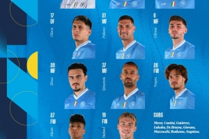 那不勒斯VS都灵首发：霍伊伦出战，德布劳内、卢卡库替补 配图