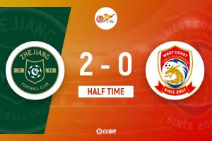 半场-浙江2-0青岛西海岸 米特里策传射瓜里拉帕破门王钰栋送助攻 配图