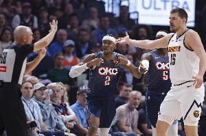 上赛季西部半决赛打满7场！ESPN明日胜率预测：雷霆64% 掘金36% 配图