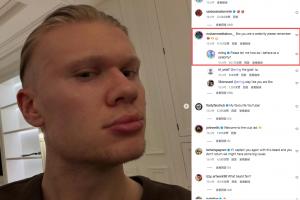 哈兰德晒胡茬被网友提醒注意形象，哈兰德：作为名人该怎么做？ 配图