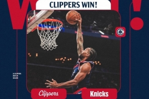 机器人稳定输出！快船官方晒赢球海报：伦纳德单臂劈扣登上封面 配图