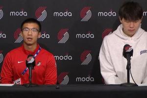 林书豪：我会打游戏缓解压力 杨瀚森：我也是 强迫我的翻译一起打 配图