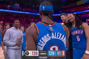 绝杀掘金️亚历山大横撤步高难度后仰三分一锤定音 太横了 配图