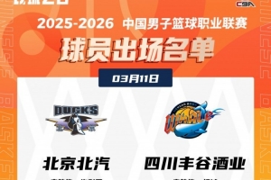 北京VS四川大名单:麦基迎来首秀 曾凡博&赵睿缺席 配图