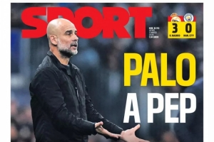 每体今日头版：曼城在伯纳乌沉沦 巴尔韦德戴帽助皇马3-0取胜 配图