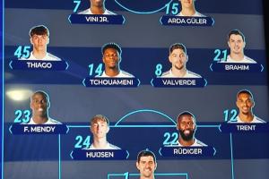 皇马官方阵型:442!锋线维尼修斯搭居莱尔,皮塔奇、门迪左路 配图