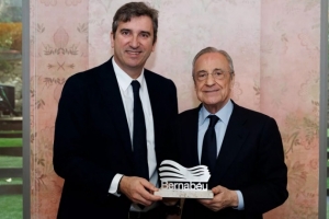 皇马官网发文：俱乐部主席弗洛伦蒂诺与曼城CEO索里亚诺正式会面 配图