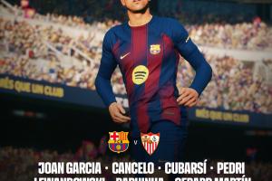 巴萨vs塞维利亚首发：莱万先发亚马尔替补，18岁埃斯帕特登场 配图