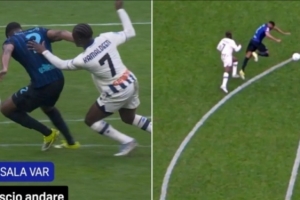 国米1-1亚特兰大VAR录音:没踢到邓弗里斯 弗拉泰西倒地接触轻微 配图