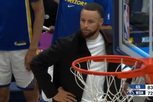 把库里吓坏了！梅尔顿突然暴起 战斧隔扣辽宁旧将库珀！ 配图