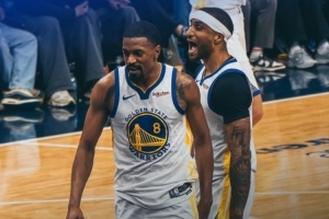 终结5连败!勇士官方发布赢球海报:梅尔顿和小佩顿当选封面人物 配图