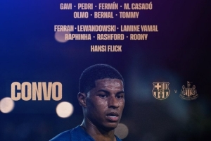 巴萨vs纽卡次回合名单：佩德里、拉什福德、莱万、亚马尔在列 配图