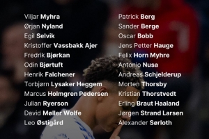 挪威队新一期名单:哈兰德、瑟尔洛特、海于格在列,厄德高伤缺 配图