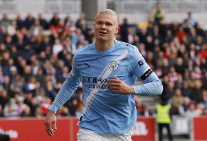 哈兰德在欧冠中已打进34球，距队史射手王阿圭罗仅差两球 配图