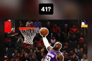 我也想问问!拉拉维亚转发詹姆斯腾空海报:这41岁了? 配图