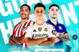 西甲2月最佳进球候选：居莱尔本方半场吊射，莫利纳惊天世界波 配图