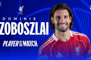 先拔头筹,官方:索博斯洛伊当选利物浦4-0加拉塔萨雷最佳球员 配图