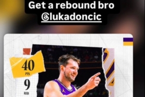 40+9+10！拉拉维亚转发东契奇数据海报：兄弟 再抢个篮板吧 配图