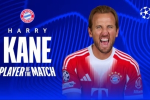 2进球4过人成功！凯恩当选拜仁4-1亚特兰大一役全场最佳 配图