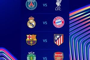 欧冠1/4决赛开球时间：均为凌晨3点开球 首回合4月8日皇马vs拜仁 配图