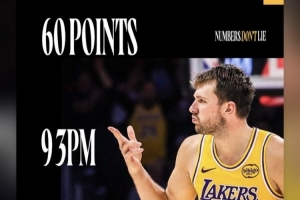 拉拉维亚晒东契奇数据:我只说三点 60分、9三分、5抢断 配图