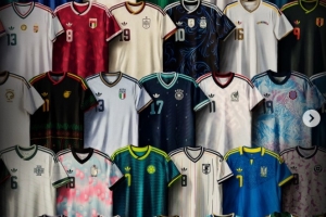 阿迪达斯发布世界杯客场球衣,梅西、卡拉菲奥里等人出镜 配图