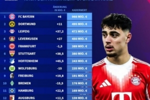 德甲俱乐部身价排行数据更新，拜仁以9.66亿欧名列榜首 配图