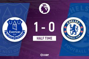 半场-切尔西暂0-1埃弗顿 贝托单刀破门皮克福德神扑桑切斯险送礼 配图