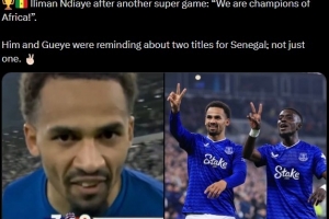 埃弗顿3-0切尔西,恩迪亚耶赛后对镜头喊道:塞内加尔是非洲冠军 配图