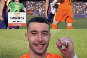 4次扑救实现零封!官方:霍安·加西亚当选1-0巴列卡诺全场最佳 配图